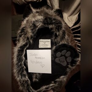 SpiritHoods Black and Gray Faux Fur Hood with Ears